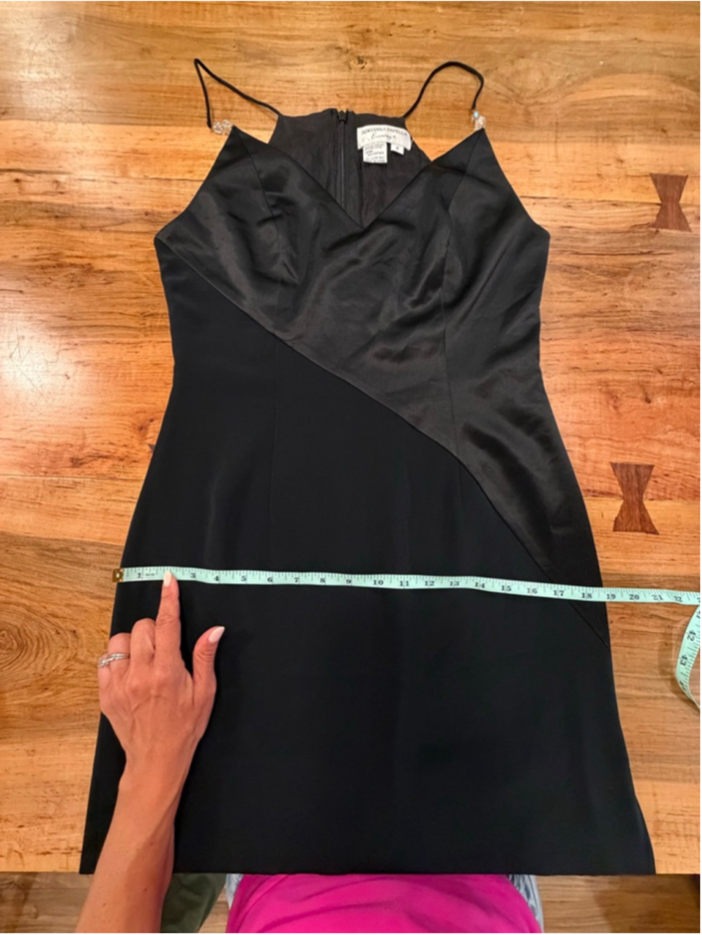 Adrianna Papell Evening Vintage Black Silk-Like Maxi Gown Minimalist Glam 8 - Picture 12 of 14